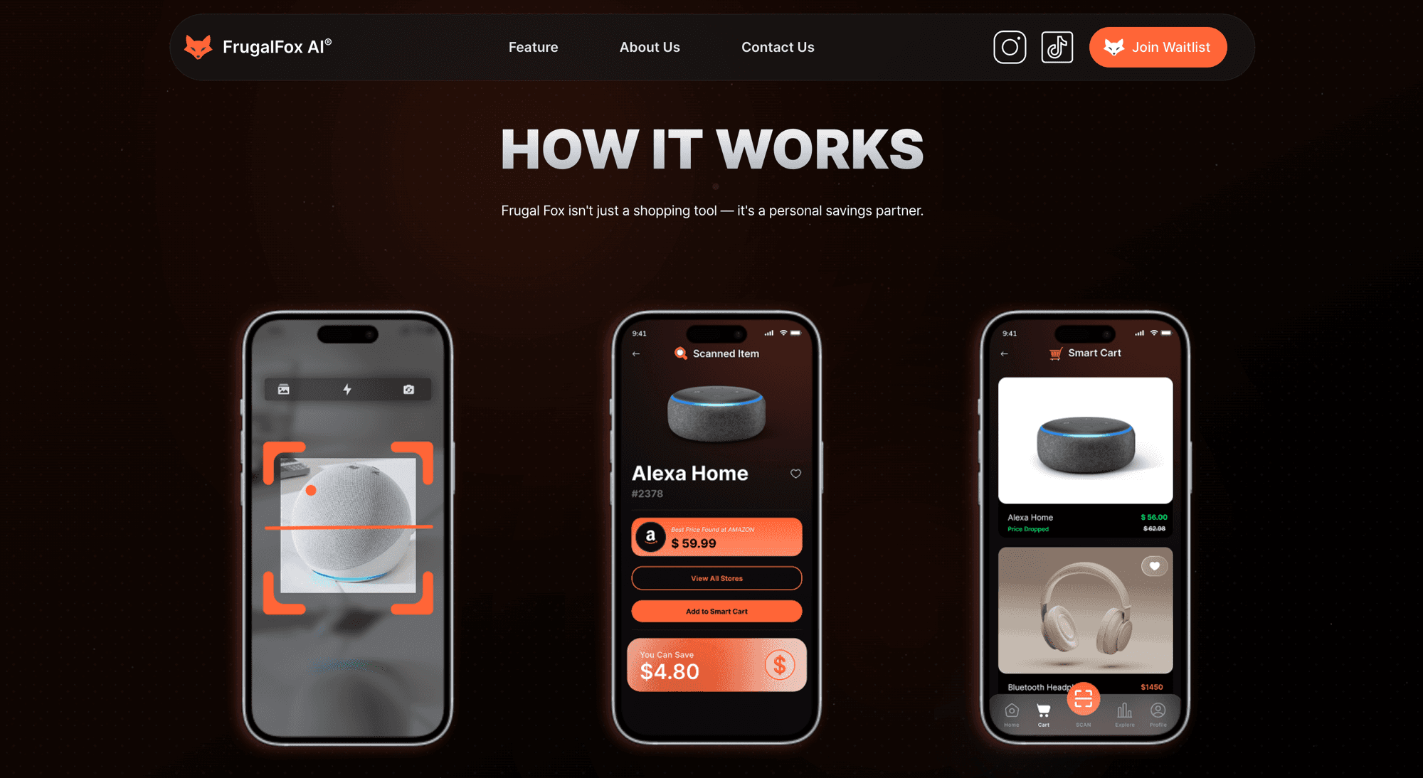 How It Works — three-step scan → find → save walkthrough